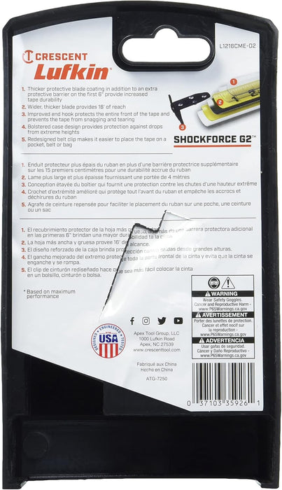 Lufkin (L1216CME-02) Shockforce G2 16-ft Tape Measure - 5M/16'