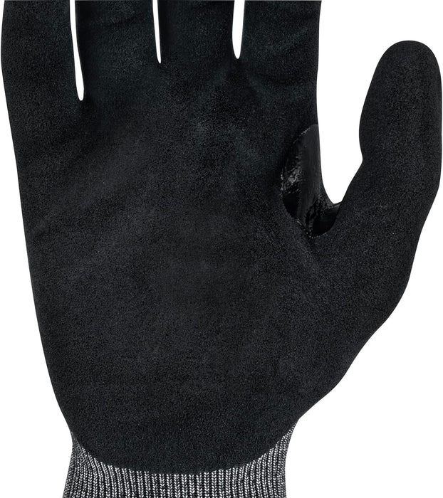 Radians RWG589M Unisex Touchscreen Cut Level A9 Sandy Foam Nitrile Coated Cut Resistant Work Glove, Gray Shell/Black Palm, Medium