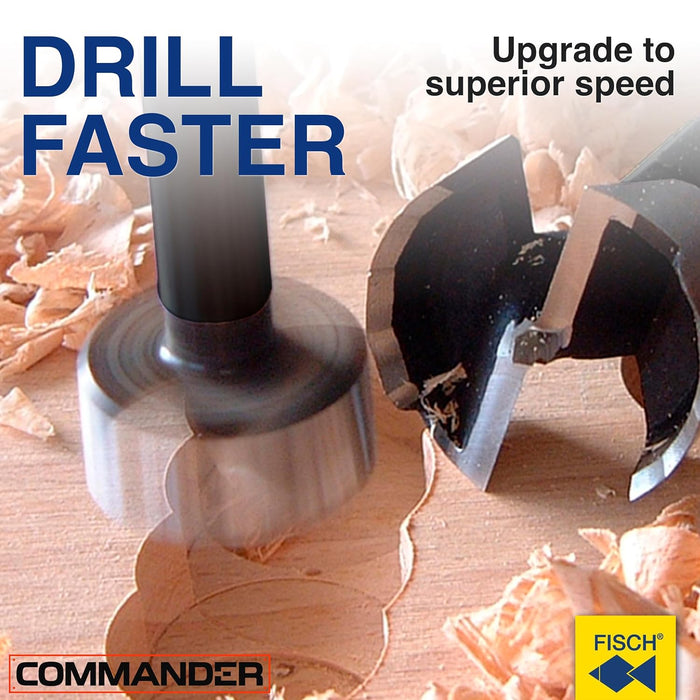 Fisch FSA-375005 16 Piece Black Shark Forstner Drill Bit Combo Set Custom Wooden Box Includes Bits from 15mm up to 35mm and 1/4-inch up to 2-inch Diameter Forged Steel Made in Austria