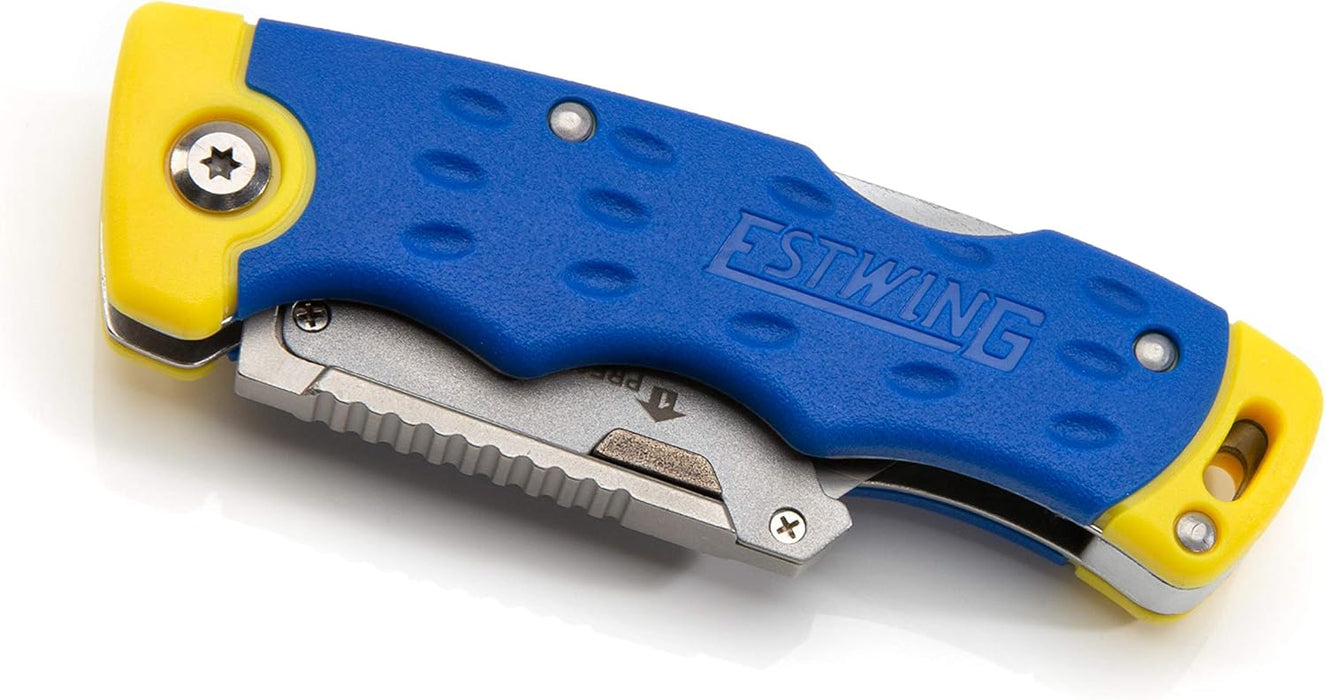 Estwing 42441 Folding Lock Back Utility Knife/Box Cutter Tool with Disposable Razor Blade, Ergonomic Handle, Belt/Pocket Clip