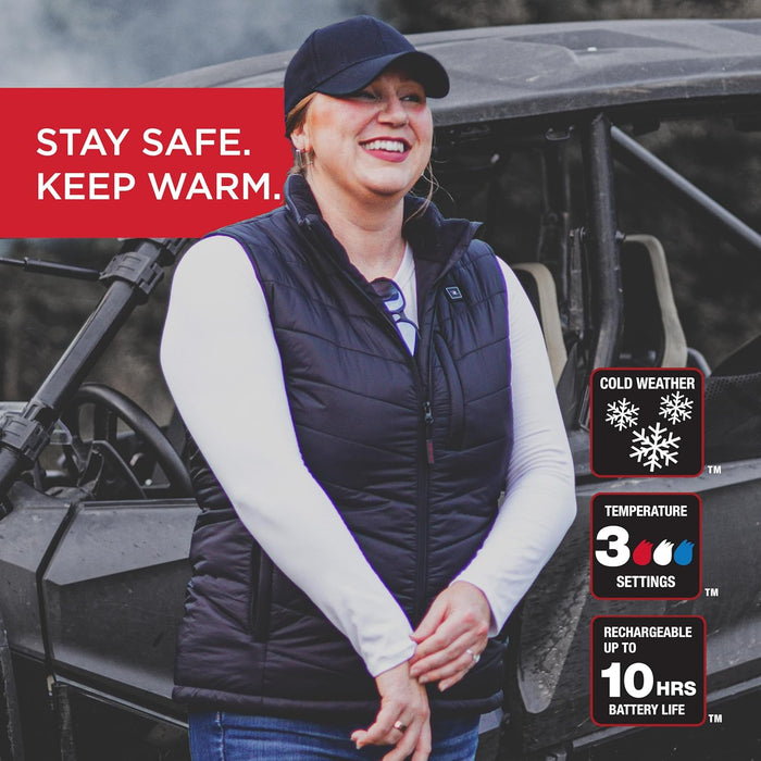 Radians (RHG-V201B-XL) Womens Heated Puffer Vest Kit with Battery, Black, X-Large