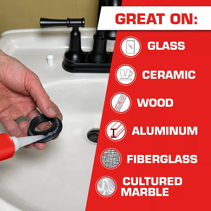 Loctite Silicone Sealant, Clear, 2.7 fl oz Tube, 100% Waterproof Sealant for Glass, Ceramic, Wood, Plastic & More (Pack of 6)