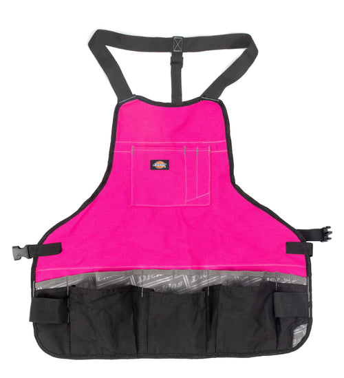 Dickies 57146 16-Pocket Workshop Bib Apron, Durable Canvas Construction, Reinforced Edges, Adjustable Belt, Pink