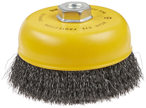 Dewalt DW49102 Wire Cup Brush, Crimped, Carbon Steel, 6-Inch x 5/8-Inch, 11 HP, .014-Inch