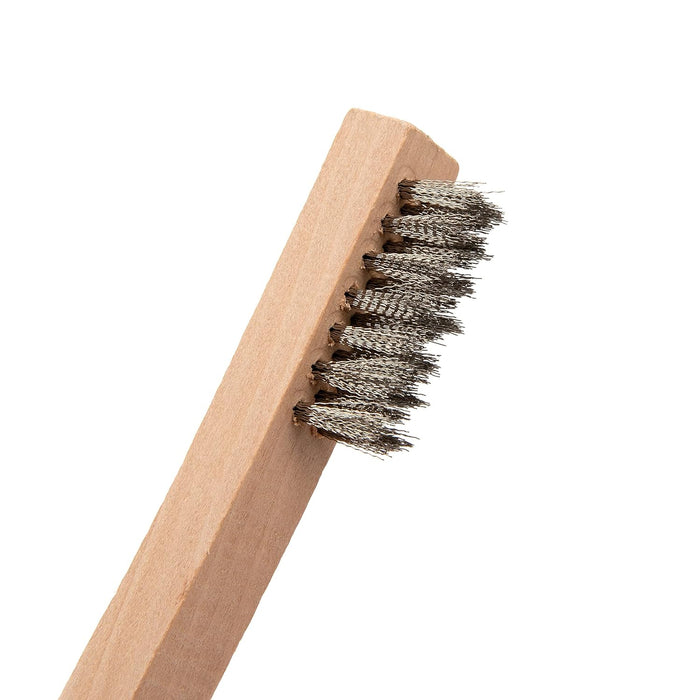Steelman 42563 Stainless Steel 1200-Bristle Count Wire Brush for Mechanics and Painters, Removes Rust and Paint from Metals, Wood Handle (Pack of 10)