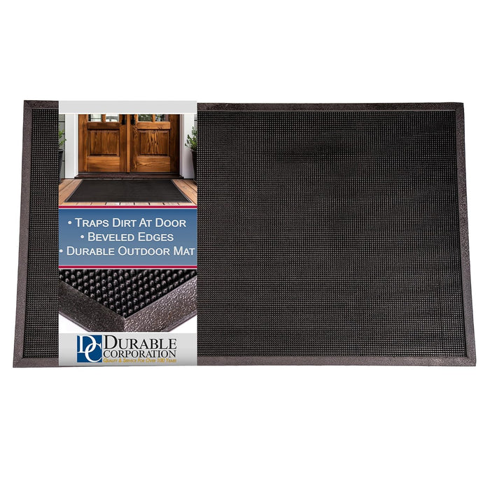Heavy Duty Rubber Fingertip Entrance Mat, for Outdoor Areas 28" Width x 46" Length x 5/8" Thickness, Black