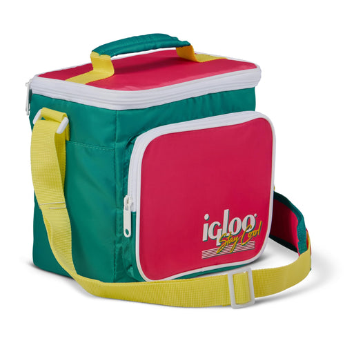 Igloo 000654790 Retro 90s Lunch Coolers, Insulated Lunch Bag, Square Lunch Box Cooler with Front Pocket & Adjustable Strap Neon