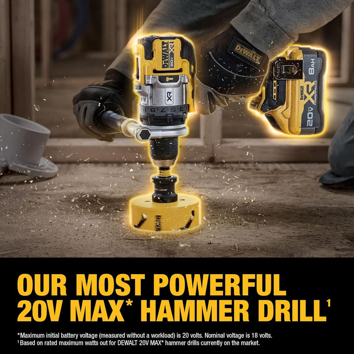 DEWALT DCD1007WW1 20V MAX XR Brushless Cordless 1/2 in. 3-Speed Hammer Drill Kit with XR POWERPACK