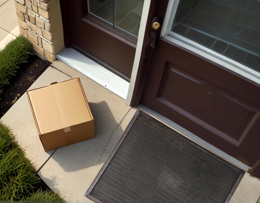 Durable Heavy Duty Rubber Fingertip Outdoor Entrance Mat, 32" x 39", Black