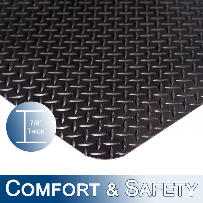 Durable 442SHD35BK Vinyl Heavy Duty Diamond-DEK Sponge Industrial Anti-Fatigue Floor Mat, 3' x 5'