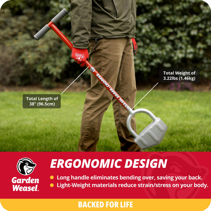 Garden Weasel Edger-Chopper - Long Handle | Garden Beds, Patios, Trenches, Sidewalks, Driveways, and More | Lawn and Landscaping Tool, T Grip, Sod Cutter