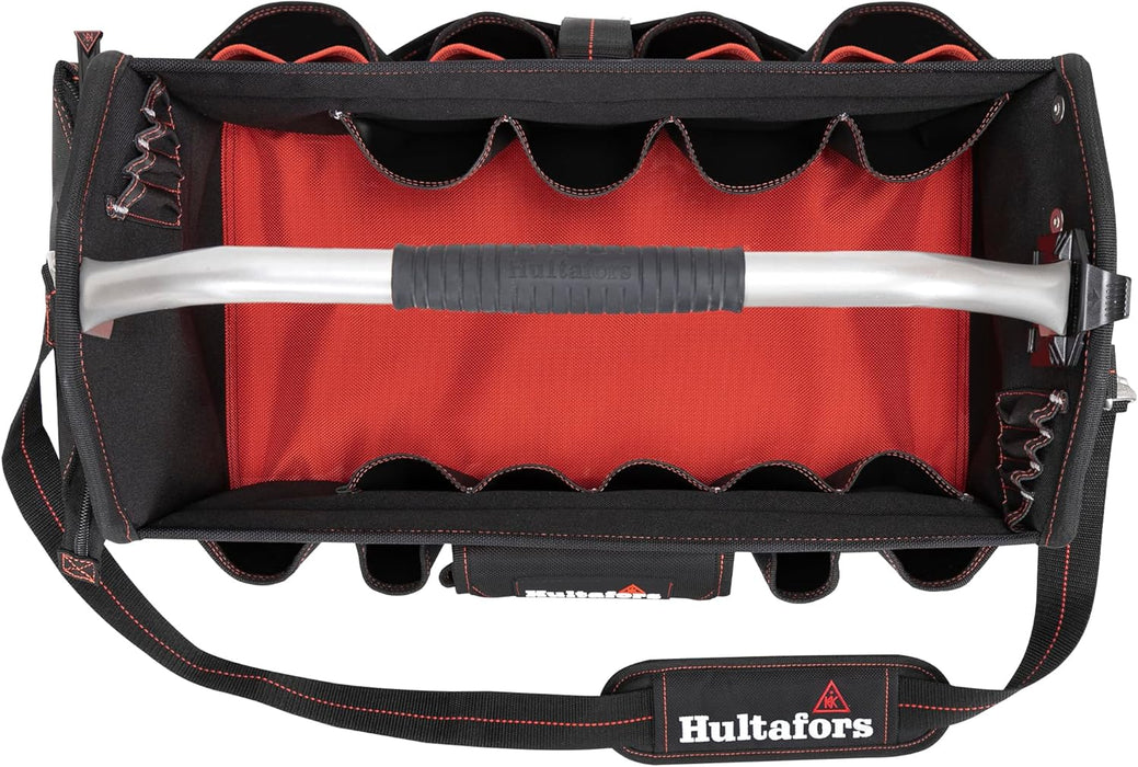 Hultafors HT5597 Work Gear Open-Top Tool Carrier, 35 Pockets, Heavy Duty Ballistic Polyester Tool Bag, Durable Base Pad Feet, Collapsible Bar Injected Mold Handle, Tape Strap, Measuring Tape Clip