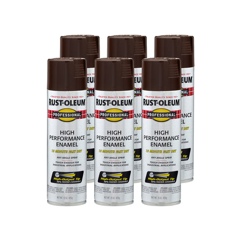 Rust-Oleum 7548838 Professional High Performance Enamel Spray Paint, 15 Oz, Gloss Dark Brown (Pack of 6)