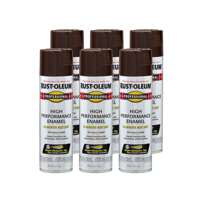 Rust-Oleum 7548838 Professional High Performance Enamel Spray Paint, 15 Oz, Gloss Dark Brown (Pack of 6)
