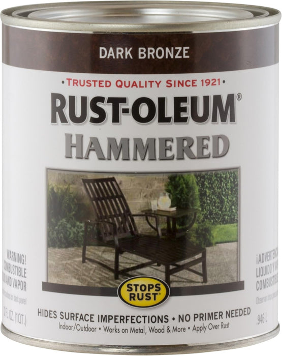 Rust-Oleum 239075 Stops Rust Hammered Finish Paint, Quart, Dark Bronze (Pack of 1)