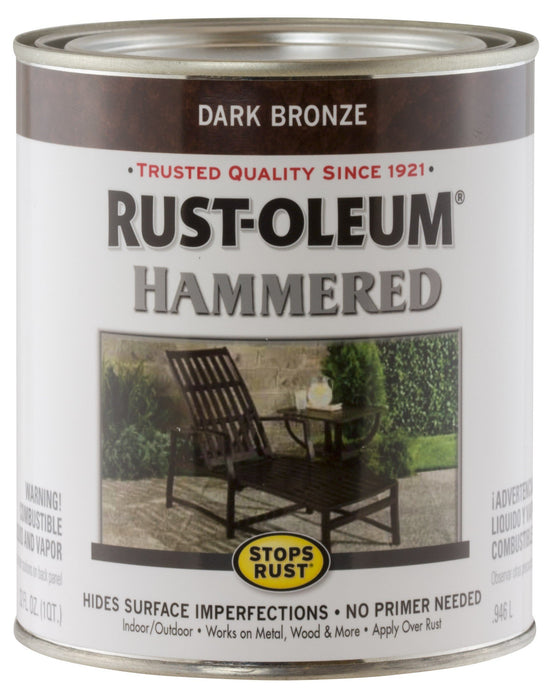 Rust-Oleum 239075 Stops Rust Hammered Finish Paint, Quart, Dark Bronze (Pack of 1)