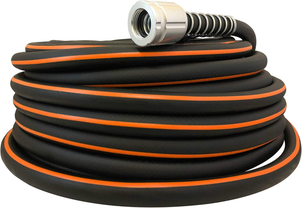 Flexon Flextreme Pro 5/8" x 100ft Performance Rubber Garden Hose, Heavy-Duty, Kink-Resistant, All-Weather Flexibility, Industrial-Grade Couplings