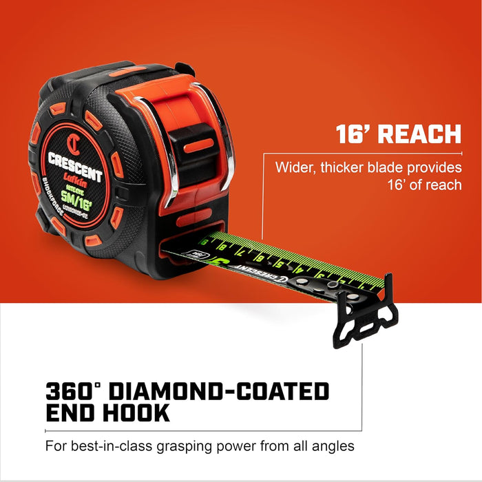 Crescent Lufkin 5 Meter / 16 Ft. SHOCKFORCE NITE EYE Tape Measure - L1316CMEB-02