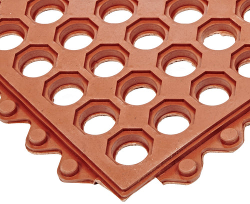 Notrax T32 UltraMat Lightweight Modular Anti-Fatigue Drainage Mat, 3' X 3' Red, Model Number: T32S0033RD