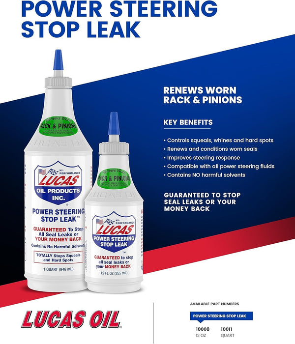 Lucas Oil 10011 Power Steering Stop Leak, 1 Quart (Pack of 12)