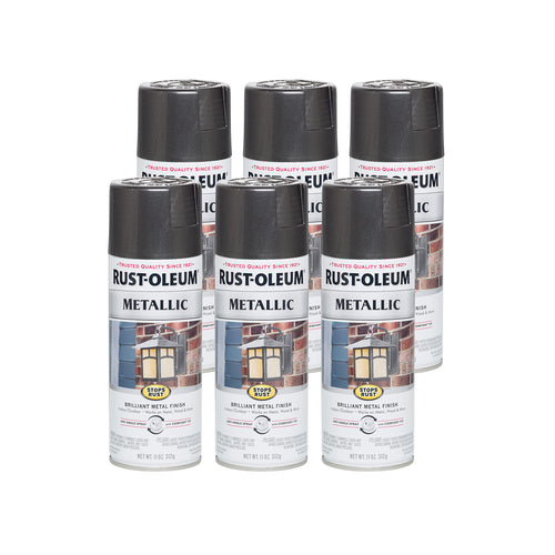 Rust-Oleum 244228 Stops Rust Metallic Spray Paint, 11 oz, Charcoal (Pack of 6)