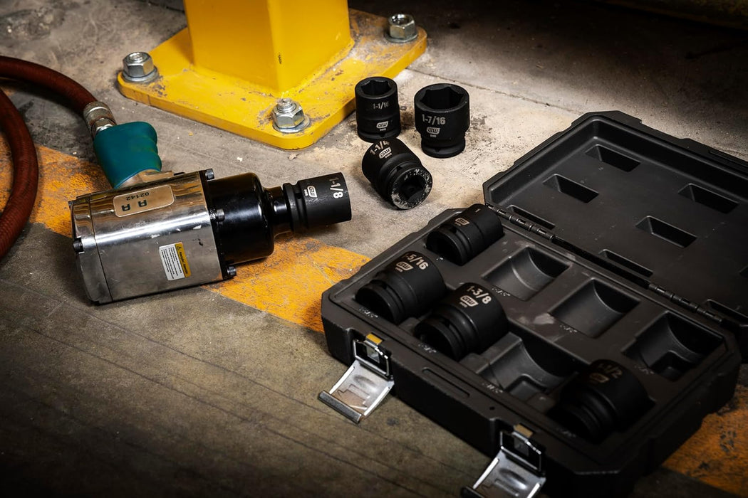 GEARWRENCH (84034) 8 Piece 3/4" Drive 6 Point SAE Impact Socket Set, 1" to 1-1/2"