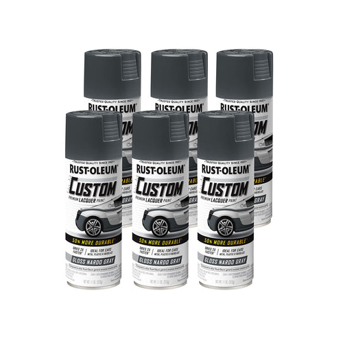 Rust-Oleum 363515 Automotive Premium Custom Lacquer Spray Paint, 11 oz, Gloss Nardo Gray (Pack of 6)