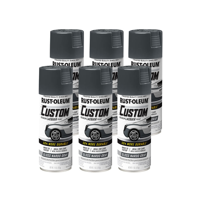 Rust-Oleum 363515 Automotive Premium Custom Lacquer Spray Paint, 11 oz, Gloss Nardo Gray (Pack of 6)