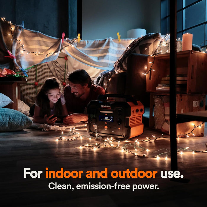 Generac (8025) GB1000 1086Wh Portable Power Station with Lithium-Ion Battery, Clean Emission-Free Power - Wireless Charging Pad and Compact Design, Camping, RV, Indoor/Outdoor Use, Orange/Black