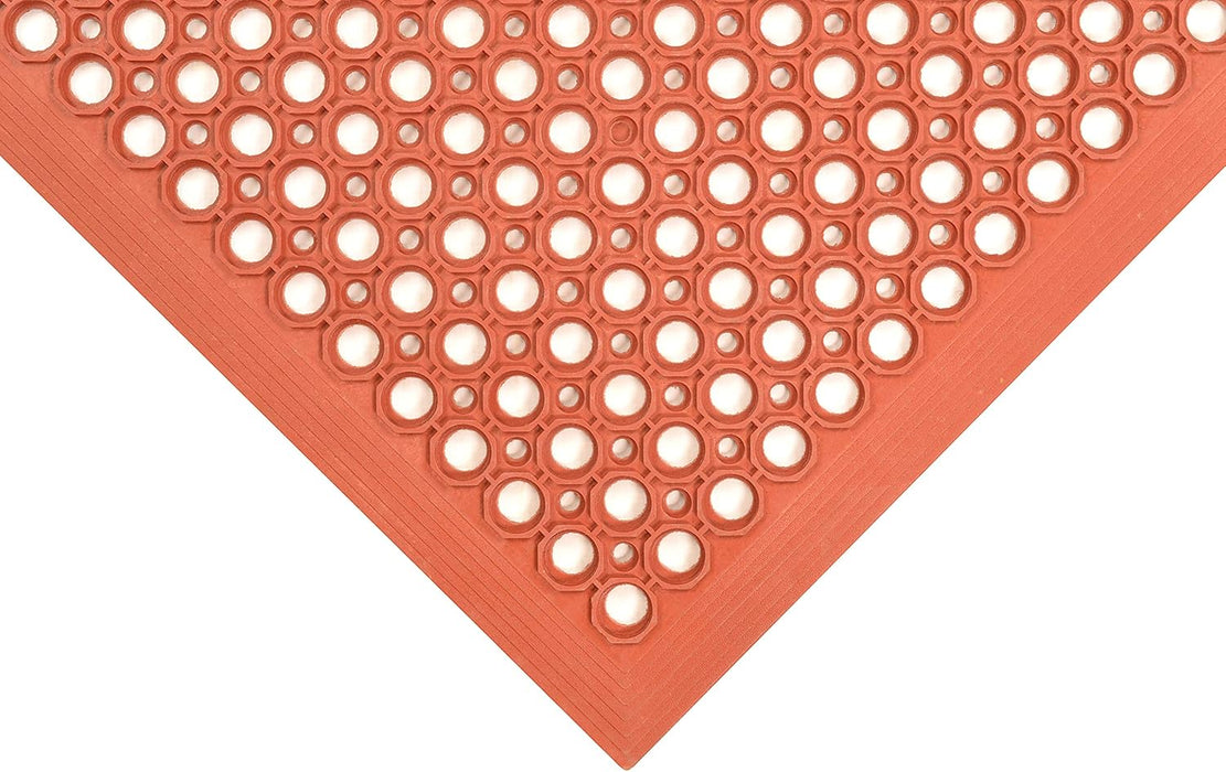 NoTrax 3' x 5' Anti-Fatigue Lightweight Restaurant Rubber Floor Mat with Drainage Holes, Beveled Edges, Non-Slip Mats, Red, T30 Competitor, T30S0035RD