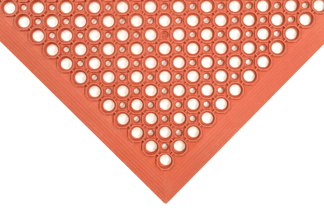 NoTrax 3' x 5' Anti-Fatigue Lightweight Restaurant Rubber Floor Mat with Drainage Holes, Beveled Edges, Non-Slip Mats, Red, T30 Competitor, T30S0035RD