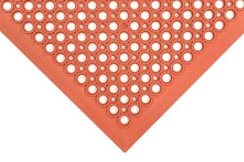NoTrax 3' x 5' Anti-Fatigue Lightweight Restaurant Rubber Floor Mat with Drainage Holes, Beveled Edges, Non-Slip Mats, Red, T30 Competitor, T30S0035RD