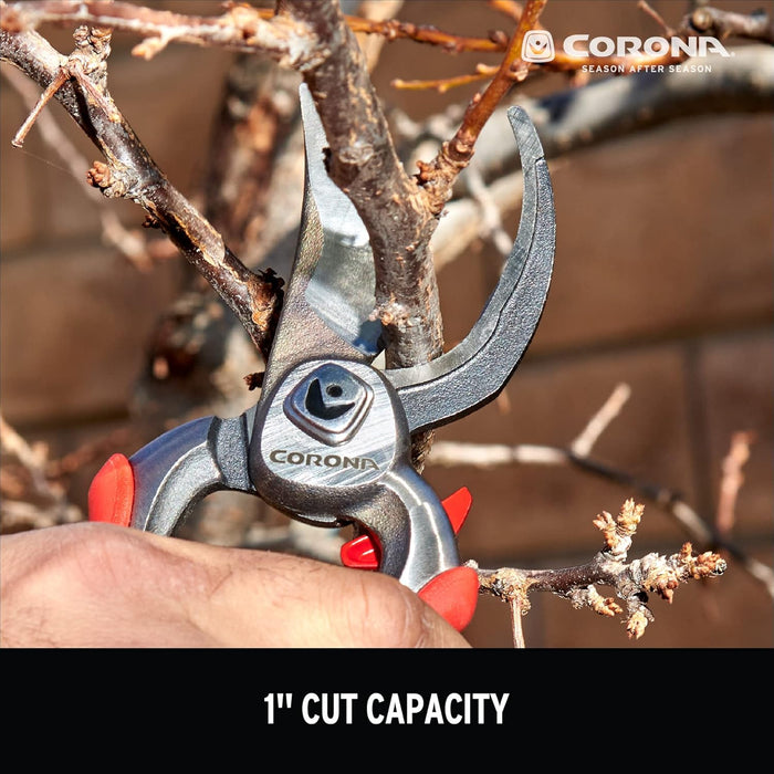 Corona BP 7100D Forged Steel DualCUT Bypass Hand Pruner - 1 inch Cut Capacity Stem and Branch Garden Shears, Red 1 in Bypass Hand Pruner