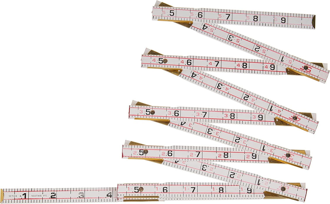 Crescent Lufkin 5/8" X 6' Red End Engineer's Scale Wood Rule - 1066DN, White