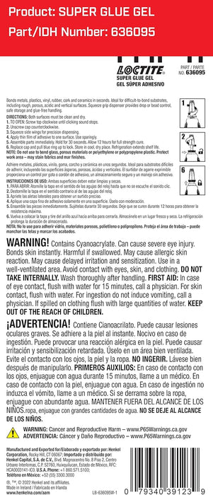 Loctite 39123 Quicktite Instant Adhesive Super Glue Gel Applicator, 4 g