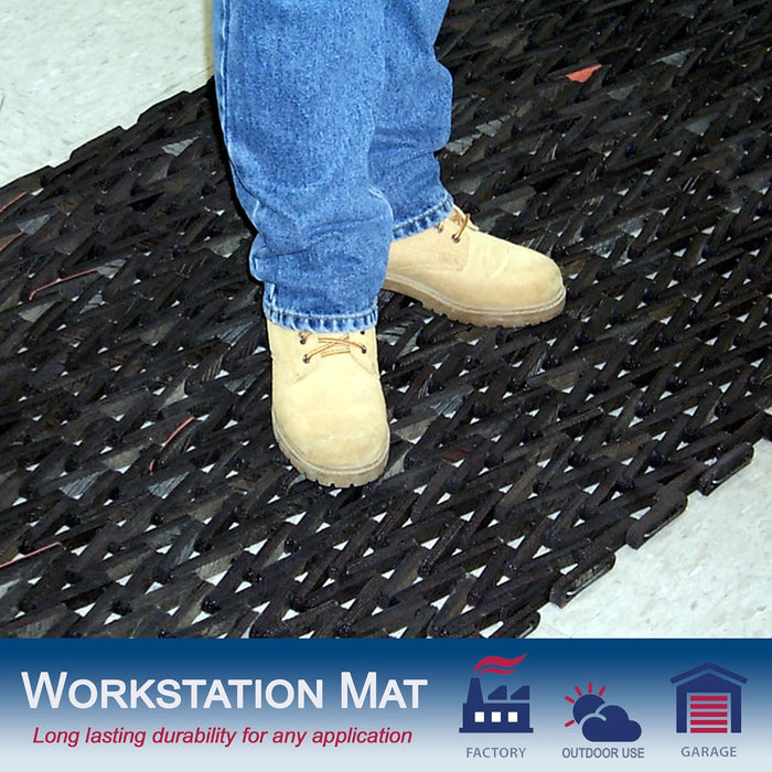 Durable Durite Recycled Tire-Link Outdoor Entrance Mat, Herringbone Weave, 17" x 25", Black