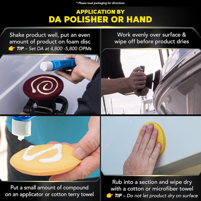 Meguiar's M4916 Marine/RV Heavy Duty Oxidation Remover, Oxidation, Water Spot, Stain, and Boat Scratch Remover for Vehicles with Gel Coat and Fiberglass Surfaces, 16 Oz - Packaging May Vary