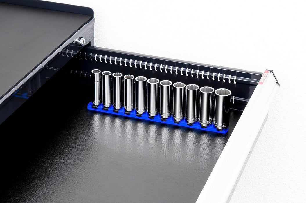 Ernst Manufacturing 18-Inch Magnetic Socket Organizer with 22 1/4-Inch Twist Lock Clips, Black (8420M-Black-1/4) 18-Inch 1/4-Inch Black