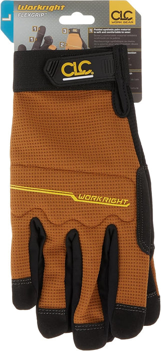 Custom Leathercraft 124L Workright Flex Grip Work Gloves, Shrink Resistant, Improved Dexterity, Tough, Stretchable, Excellent Grip, Assorted Large (Pack of 1)