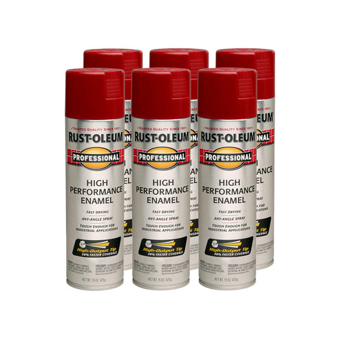 Rust-Oleum 7565838 Professional High Performance Enamel Spray Paint, 15 Oz, Gloss Regal Red (Pack of 6)