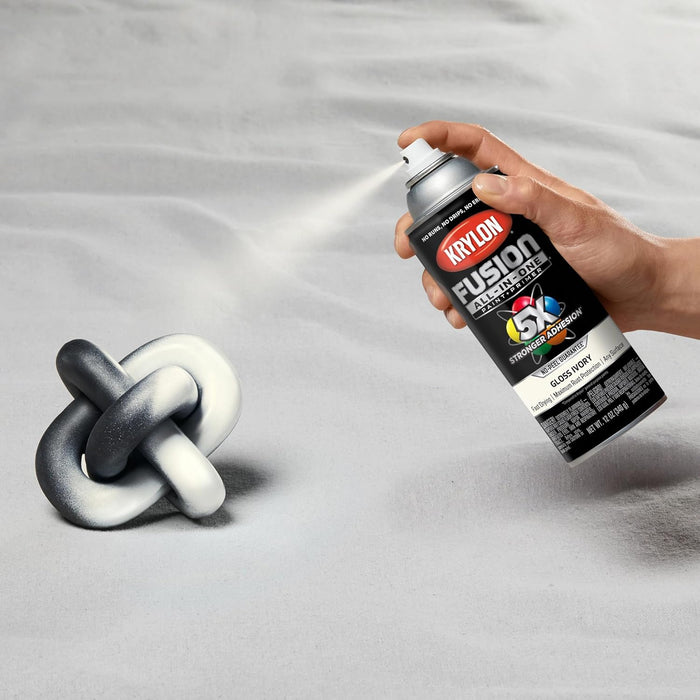 Krylon Fusion All-In-One Adhesive Spray Paint for Indoor/Outdoor Use, Gloss Ivory, 12 Ounce (Pack of 1)