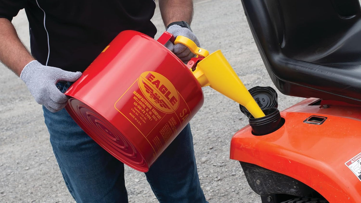 Eagle Plastic Funnel for Type I Metal Safety Cans, 5"x 7"x 12", Made of Chemically Resistant High-Density Polyethylene, Yellow, Made in The USA, F15FUN