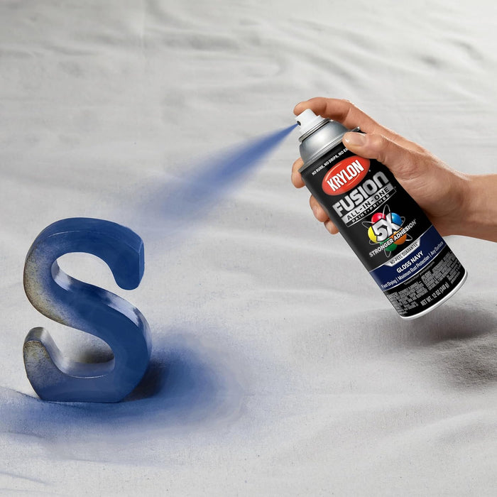 Krylon Fusion All-In-One Adhesive Spray Paint for Indoor/Outdoor Use, Gloss Navy, 12 Ounce (Pack of 1)