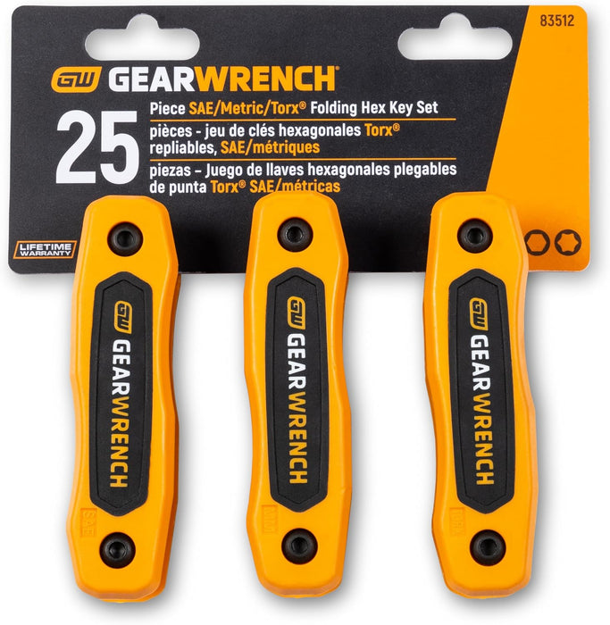 GEARWRENCH 83512 25 Piece SAE/Metric/Torx Folding Hex Key Set