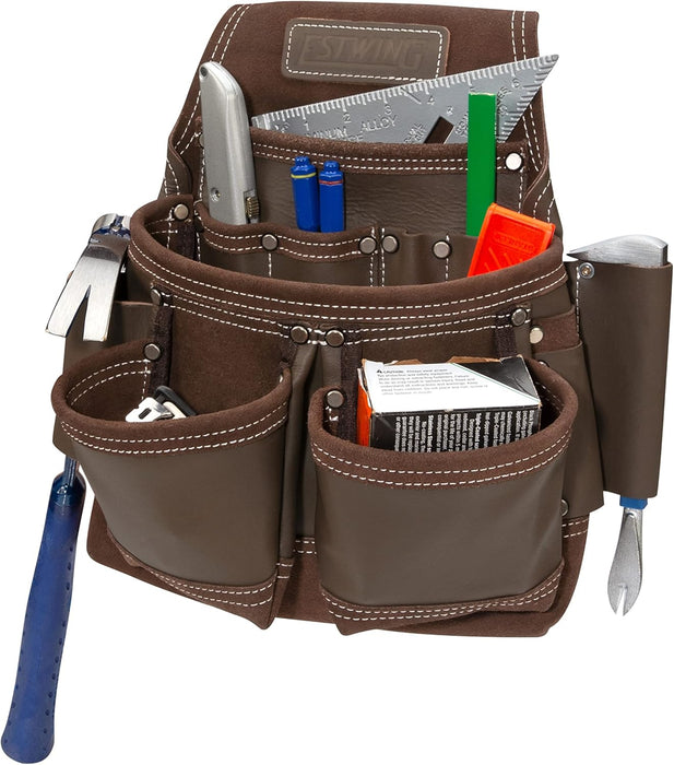 Estwing 94750 9-Pocket Full Leather Framer's Pouch Brown