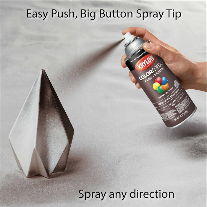12 oz Krylon K05527007 Leather Brown COLORmaxx Paint & Primer Spray Paint, Gloss Leather Brown 12 Ounce (Pack of 1) Gloss