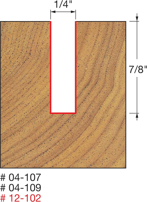 Freud (12-102) Double Flute Straight Router Bit with 1/2" Shank, 2-7/8" Overall Length, 1/4" Diameter