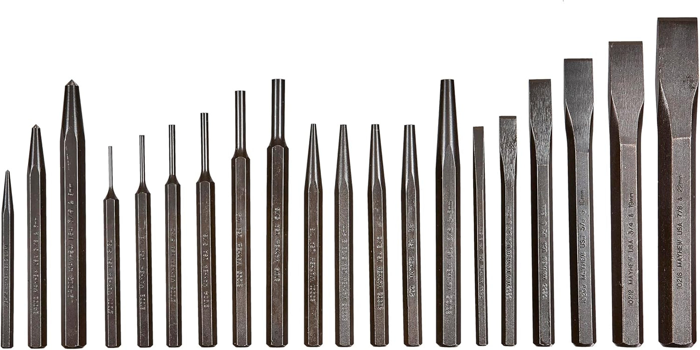‎Mayhew Tools | ‎61020 | Mayhew Tools 61020 Pro Punch and Chisel Set, 20-Piece , Black