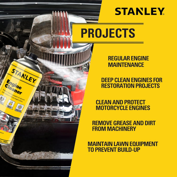 STANLEY AP 92 Engine Cleaner Spray, 12x12 Fl. oz., Automotive Degreaser Spray, Use for Tight Spaces, Non-corrosive (Pack of 12)