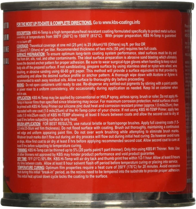 KBS Coatings 65202 Jet Black Xtreme Temperature Coating - 8 fl. oz.